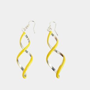 Yellow & Rose Gold  Twist Dangle Earrings – Lightweight Statement Earrings